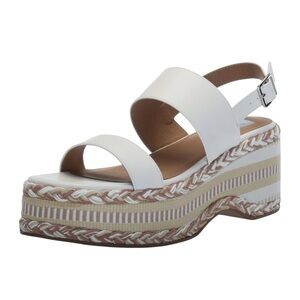 DV Dolce Vita Surrey Platform Wedge Sandals Slingback Buckle Cream 9 NEW
